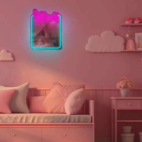 Neon MIRROR LED LOVE YOURSELF błękit róż FMNE01 Forever Light