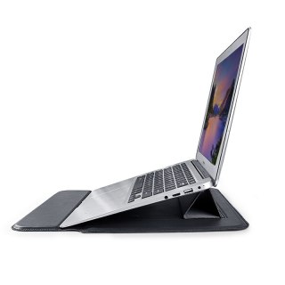 Devia etui pokrowiec torba do laptopa / MacBooka Ultra-Thin z funkcją podstawki 15,4'' wodoodporna sztuczna skóra czarny