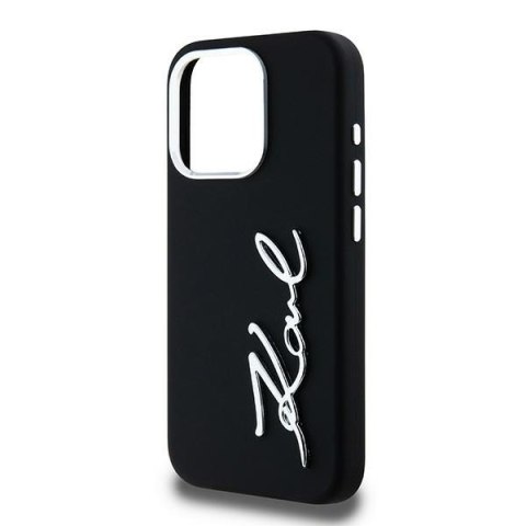 Karl Lagerfeld nakładka do iPhone 15 Pro 6,1" KLHCP15LSCMSMVK czarna HC silicone sign metal logo
