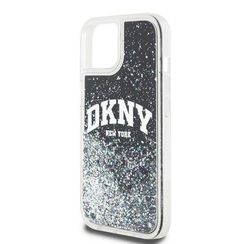 DKNY nakładka do iPhone 15 6,1" DKHCP15SLBNAEK czarna HC liquid glitters w arch logo