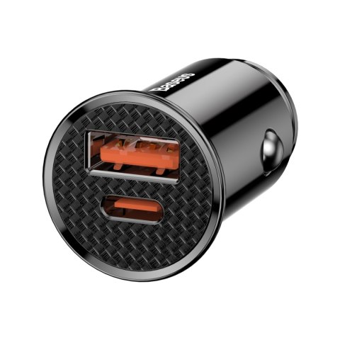 Baseus ładowarka samochodowa PD Circular Plastic 1x USB-C 1x USB 30W czarna