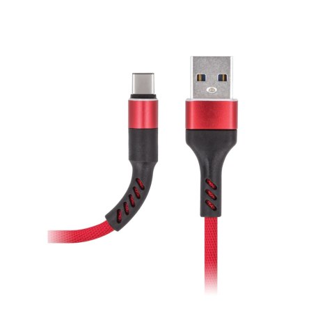 Maxlife kabel MXUC-01 USB - USB-C 1,0 m 2A czerwony nylonowy