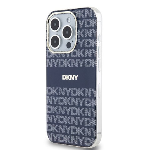 DKNY nakładka do iPhone 15 Pro 6,1" DKHMP15LHRHSEB niebieska HC Magsafe pc tpu repeat texture pattern w stripe