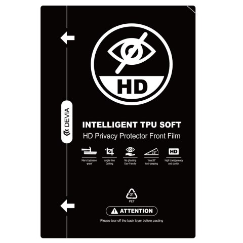 Devia Zestaw folii anticrash prywatyzująca HD do maszyny tnącej 10szt na smartfony na ekran