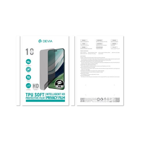 Devia Zestaw folii anticrash prywatyzująca HD do maszyny tnącej 10szt na smartfony na ekran