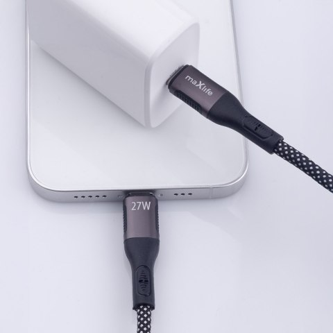 Maxlife kabel magnetyczny MXUC-11 USB-C - Lightning 1,0 m 27W czarny nylonowy