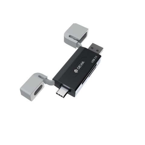 Devia czytnik kart 2w1 EL240 USB/USB-C 3.0 czarny
