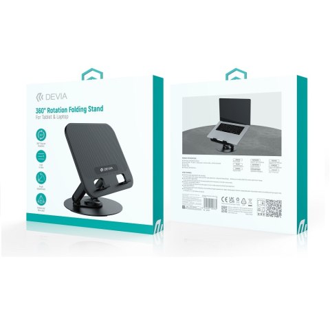 Devia uchwyt podstawka EL238 do laptopa tableta składana z rotacją 360 aluminiowa czarna