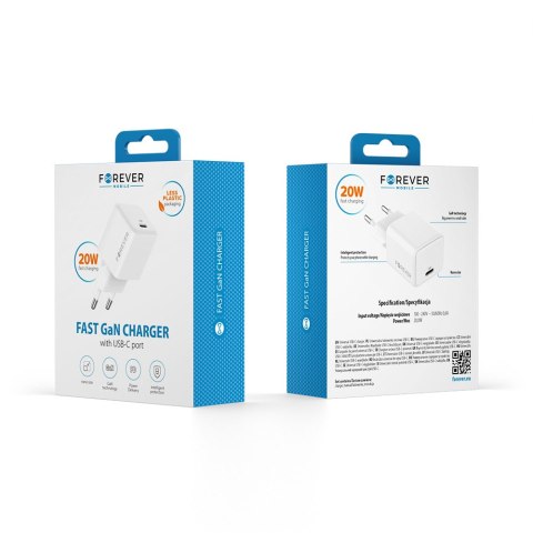 Forever ładowarka sieciowa GaN PD TC-08-20C 1x USB-C 20W biała