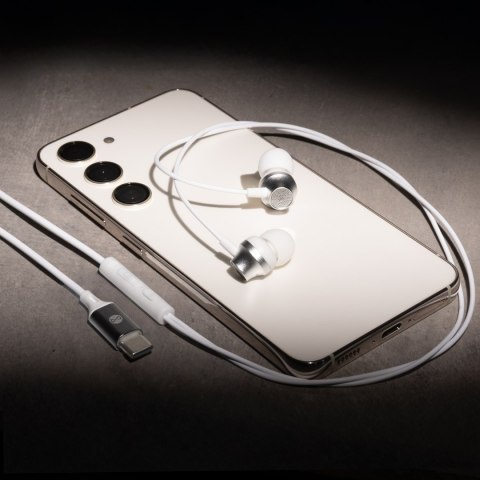 Forever słuchawki przewodowe EP-02 dokanałowe USB-C białe