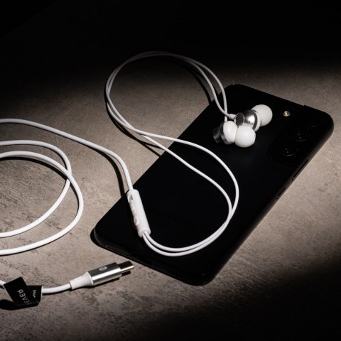 Forever słuchawki przewodowe EP-02 dokanałowe USB-C białe