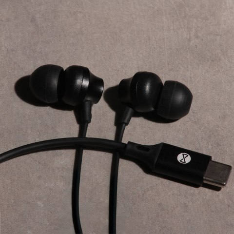 Forever słuchawki przewodowe EP-02 dokanałowe USB-C czarne
