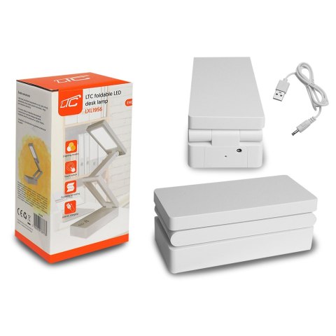 Lampka biurkowa LED składana, 3000/4500/6000K, dotykowa, 1200mAh, biała, LTC