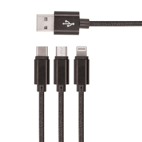 Kabel USB Setty 3w1 nylon czarny R