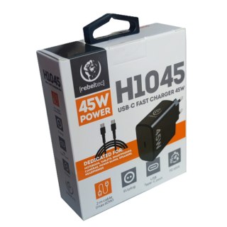 Ładowarka sieciowa Rebeltec H1045 45W z kablem USB-C na USB-C 2m czarna