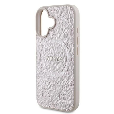 Guess nakładka do iPhone 16 Plus 6,7" GUHMP16MPSAPSMEP różowa hardcase Saffiano Peony Classic Logo MagSafe