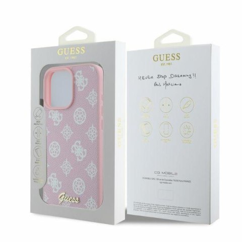 Guess nakładka do iPhone 16 Pro Max 6,9" GUHMP16XPGPYSP różowa hardcase Peony Script MagSafe