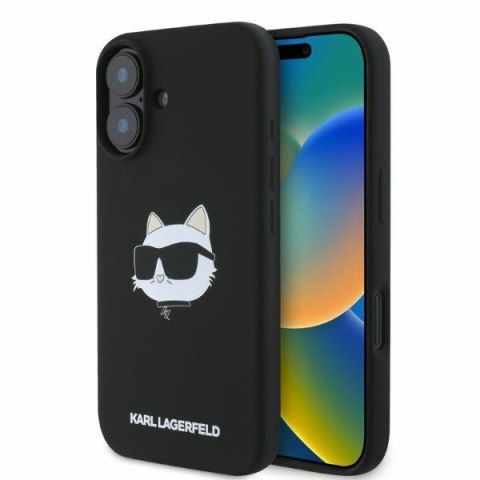 Karl Lagerfeld nakładka do iPhone 16 6,1" KLHMP16SSCHPPLK czarna hardcase Silicone Choupette Head Print MagSafe