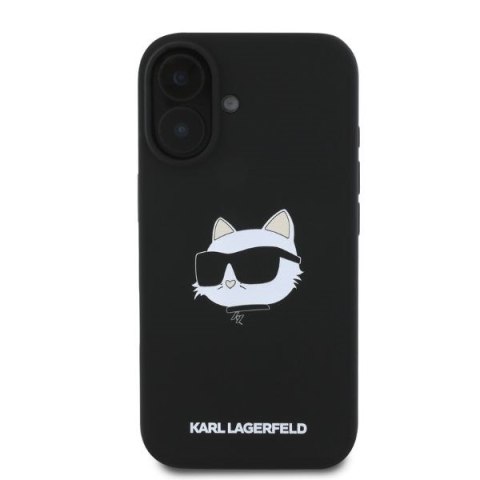 Karl Lagerfeld nakładka do iPhone 16 6,1" KLHMP16SSCHPPLK czarna hardcase Silicone Choupette Head Print MagSafe