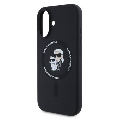 Karl Lagerfeld nakładka do iPhone 16 6,1" KLHMP16SSCMKCRHK czarna hardcase Silicone KC Heads Ring MagSafe