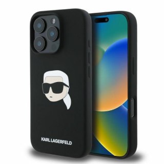 Karl Lagerfeld nakładka do iPhone 16 Pro 6,3" KLHMP16LSKHPPLK czarna hardcase Silicone KL Head Print MagSafe