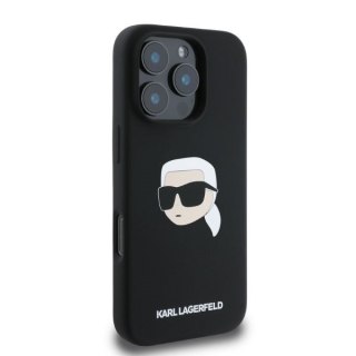 Karl Lagerfeld nakładka do iPhone 16 Pro 6,3" KLHMP16LSKHPPLK czarna hardcase Silicone KL Head Print MagSafe