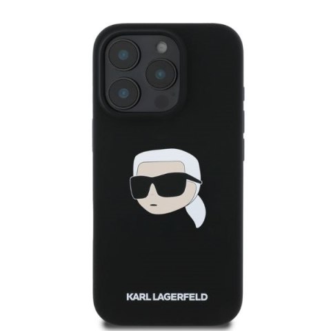Karl Lagerfeld nakładka do iPhone 16 Pro 6,3" KLHMP16LSKHPPLK czarna hardcase Silicone KL Head Print MagSafe