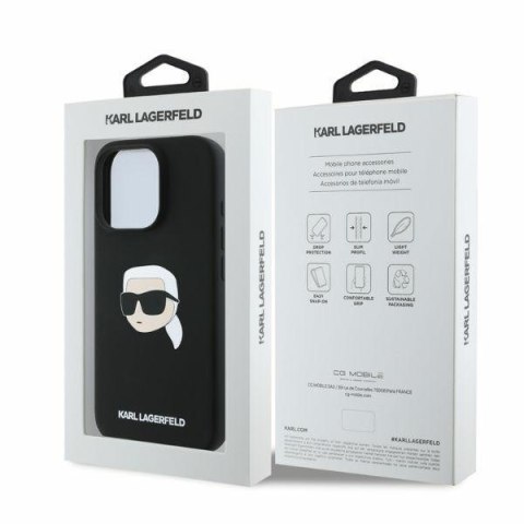 Karl Lagerfeld nakładka do iPhone 16 Pro 6,3" KLHMP16LSKHPPLK czarna hardcase Silicone KL Head Print MagSafe