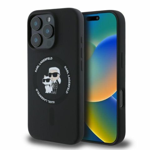 Karl Lagerfeld nakładka do iPhone 16 Pro Max 6,9" KLHMP16XSCMKCRHK czarna hardcase Silicone KC Heads Ring MagSafe