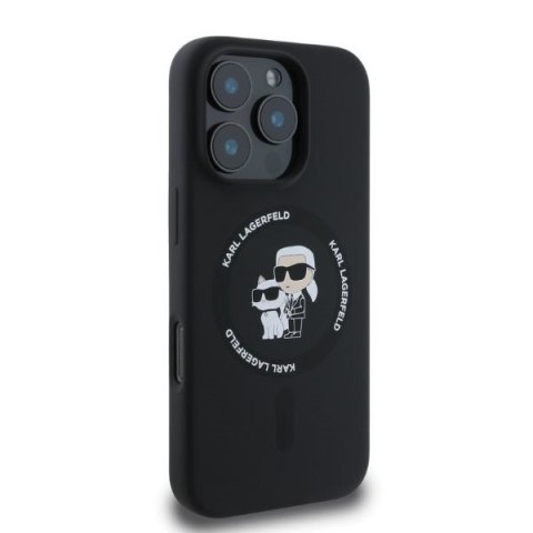 Karl Lagerfeld nakładka do iPhone 16 Pro Max 6,9" KLHMP16XSCMKCRHK czarna hardcase Silicone KC Heads Ring MagSafe