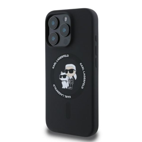 Karl Lagerfeld nakładka do iPhone 16 Pro Max 6,9" KLHMP16XSCMKCRHK czarna hardcase Silicone KC Heads Ring MagSafe