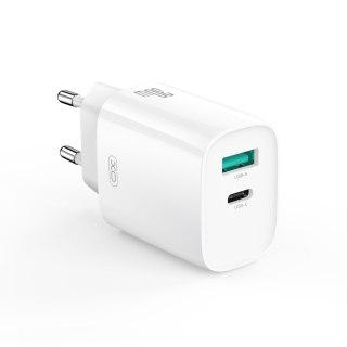 XO ładowarka sieciowa CE30 PD 30W 1x USB-C 1x USB biała + kabel USB-C - USB-C