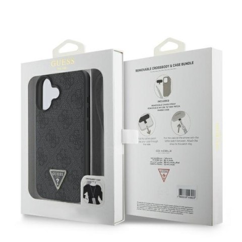 Guess nakładka Leather Metal Logo Strass Crossbody do iPhone 16 6,1" GUHCP16SP4TDSCPK czarna