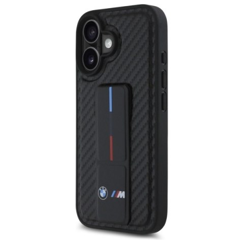 BMW nakładka do iPhone 16 6,1" BMHCP16SGSPCCK Hardcase M Grip Stand Smooth and Carbon czarna
