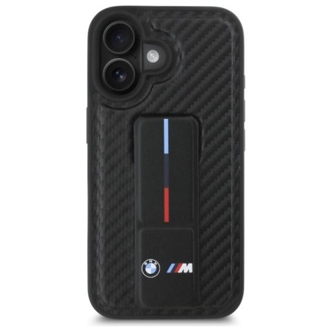 BMW nakładka do iPhone 16 6,1" BMHCP16SGSPCCK Hardcase M Grip Stand Smooth and Carbon czarna