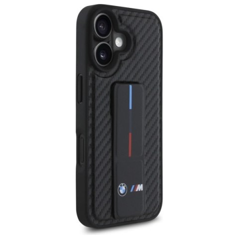 BMW nakładka do iPhone 16 6,1" BMHCP16SGSPCCK Hardcase M Grip Stand Smooth and Carbon czarna