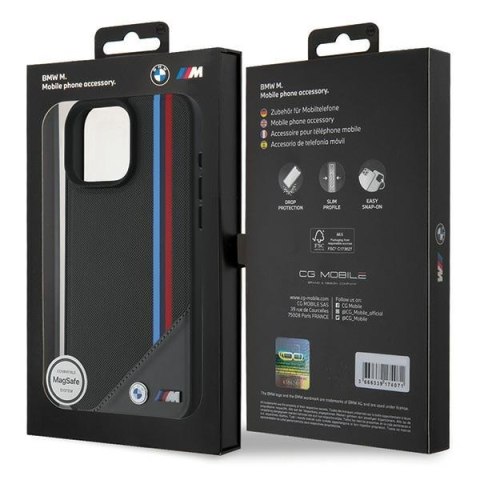 BMW nakładka do iPhone 16 6,1" BMHMP16S23PUTRK Hardcase M Meshed Tricolor Stripes MagSafe czarna