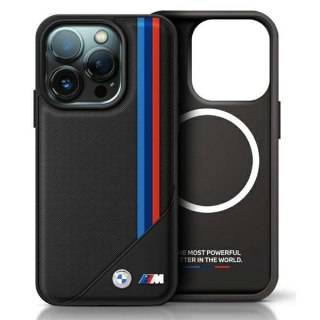 BMW nakładka do iPhone 16 Pro 6,3" BMHMP16L23PUTRK Hardcase M Meshed Tricolor Stripes MagSafe czarna