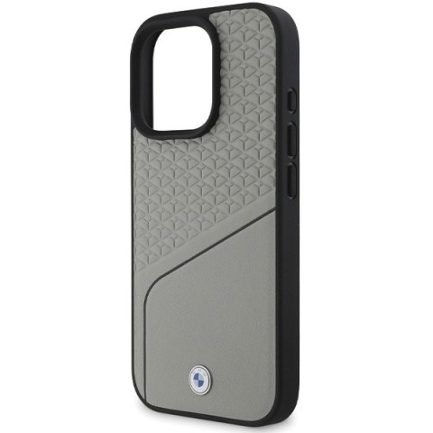 BMW nakładka do iPhone 16 Pro 6,3" BMHMP16L23RDCLG Hardcase Sign Leather Textured and Line MagSafe szara