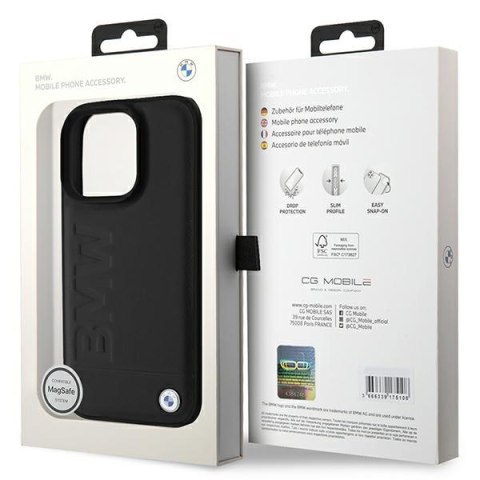 BMW nakładka do iPhone 16 Pro 6,3" BMHMP16LSLLBK Hardcase Leather Hot Stamp MagSafe czarna