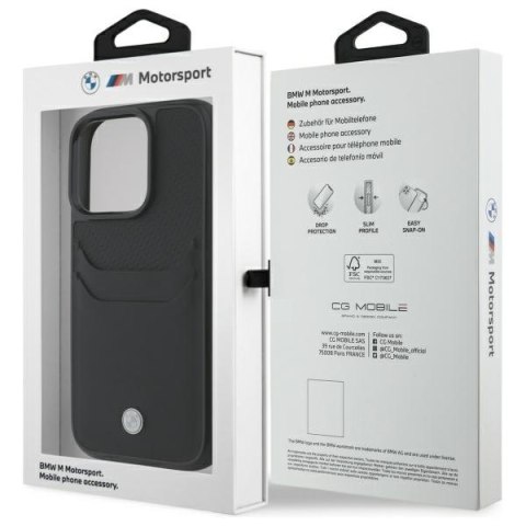 BMW nakładka do iPhone 16 Pro Max 6,9" BMHCP16X22RSEPK Hardcase Sign Leather Cardslot czarna