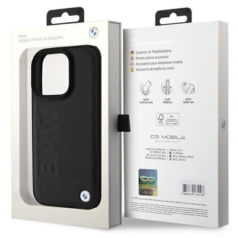 BMW nakładka do iPhone 16 Pro Max 6,9" BMHCP16XSLLBK Hardcase Leather Hot Stamp czarna
