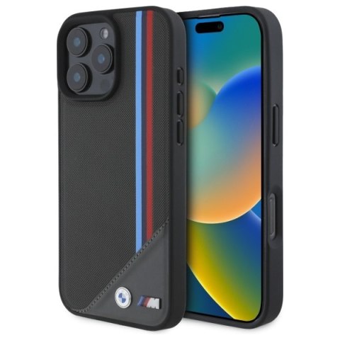 BMW nakładka do iPhone 16 Pro Max 6,9" BMHMP16X23PUTRA Hardcase M Meshed Tricolor Stripes MagSafe antracyt