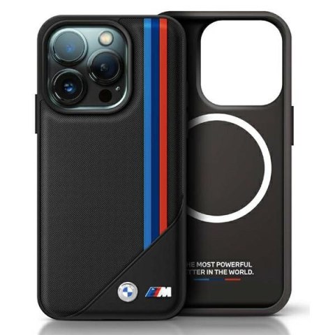 BMW nakładka do iPhone 16 Pro Max 6,9" BMHMP16X23PUTRK Hardcase M Meshed Tricolor Stripes MagSafe czarna