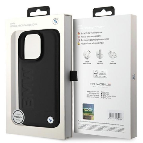 BMW nakładka iPhone 16 Pro Max 6,9" BMHMP16XSLLBK Hardcase Leather Hot Stamp MagSafe czarna