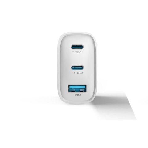 Devia ładowarka sieciowa Extreme PD GaN 65W 2x USB-C 1x USB biała + kabel USB-C - USB-C do laptopa
