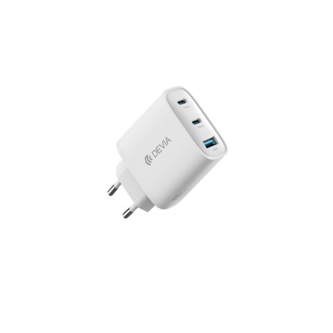 Devia ładowarka sieciowa Extreme PD GaN 65W 2x USB-C 1x USB biała + kabel USB-C - USB-C do laptopa