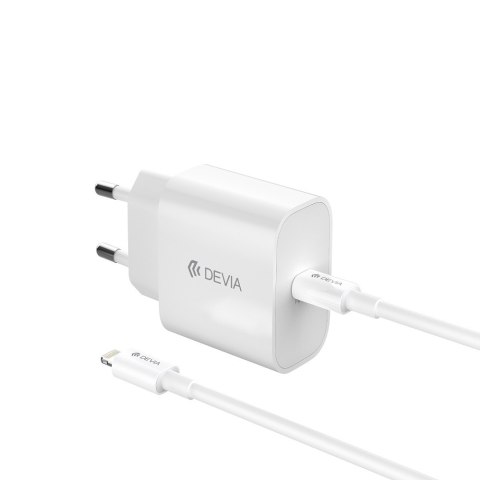 Devia ładowarka sieciowa Smart PD GaN 30W 1x USB-C biała + kabel USB-C - Lightning