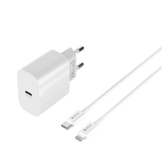 Devia ładowarka sieciowa Smart PD GaN 30W 1x USB-C biała + kabel USB-C - Lightning