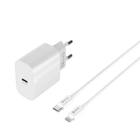 Devia ładowarka sieciowa Smart PD GaN 30W 1x USB-C biała + kabel USB-C - Lightning